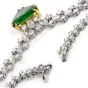 Vintage Riviera Diamond Emerald Heart Platinum Necklace
