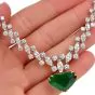 Vintage Riviera Diamond Emerald Heart Platinum Necklace
