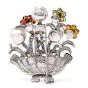 Estate 10.58cts Multi-Gem Flower Basket Lapel 18K Gold Brooch 49.4 Grams
