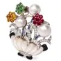 Estate 10.58cts Multi-Gem Flower Basket Lapel 18K Gold Brooch 49.4 Grams