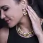 Estate GIA Fancy Pink, Yellow & White Diamond  Gold Pendant Earrings