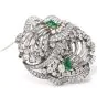 Vintage Boucheron Diamond Emerald Platinum Double Clip Lapel Brooch