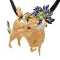 Estate Diamond Emerald Ruby Yellow Gold Iberian ‘Toro Bravo' Pendant Necklace 
