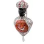 Giulio Nardi Antique Coral Blackamoor diamond 18k-Gold Lapel Brooch