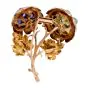 Buccellati Vintage Emerald Sapphire Yellow Gold Floral Pin Brooch 