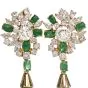 Estate Emerald 18K Yellow Gold Dangle Drop Clip Back Earrings 