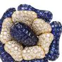Sabbadini Invisible Mystery Set Sapphire Diamond Flower Brooch Pin