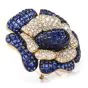 Sabbadini Invisible Mystery Set Sapphire Diamond Flower Brooch Pin