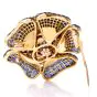 Sabbadini Invisible Mystery Set Sapphire Diamond Flower Brooch Pin