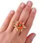 Vintage Multi-Color Coral Diamond Gold Cocktail Cluster Ring
