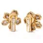Vintage Floral Diamond Emerald 18K Gold Clip-Back Earrings