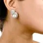 Estate 7.50cts Diamond Pearl Tear Drop Clip On 18K White Gold Earrings