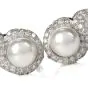 Estate Diamond Pearl Tear Drop Clip On 18K White Gold Earrings