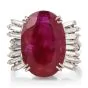 Estate Natural Ruby No Heat Diamond Platinum Cocktail Ring