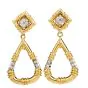Estate Diamond 18K Yellow Gold Hoop Dangle Clip On Earrings 

