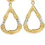 Estate Diamond 18K Yellow Gold Hoop Dangle Clip On Earrings 
