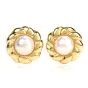 Mikimoto Pearl 18K Yellow Gold Flower Earrings 