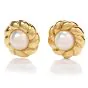 Mikimoto Pearl 18K Yellow Gold Flower Earrings 
