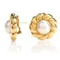 Mikimoto Pearl 18K Yellow Gold Flower Earrings 