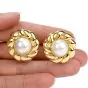 Mikimoto Pearl 18K Yellow Gold Flower Earrings 