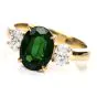 18K Diamond GIA Certified 3.12 Carat Tsavorite 3 Stone Engagement Ring