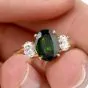 18K Diamond GIA Certified 3.12 Carat Tsavorite 3 Stone Engagement Ring