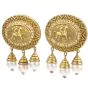 Estate Diamond Pearl 18K Yellow Gold Equestrian Dangle Clip-On Earrings 