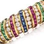 Estate 18K Diamond Sapphire Emerald Ruby  Gold Bangle Bracelet