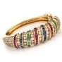Estate 18K Diamond Sapphire Emerald Ruby  Gold Bangle Bracelet