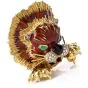Martine Enameled Diamond Jade Lion Head Brooch