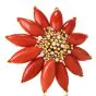 Vintage Diamond Coral 18K Poinsettia Brooch Pin