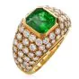 Vintage Tiffany and Co. Diamond GIA Emerald 18K Cocktail Ring