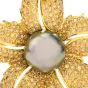 Estate Diamond Tahitian Pearl 18K Yellow Gold Brooch Pin