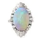 Vintage Platinum GIA Opal Diamond Cocktail Ring