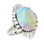 Vintage Platinum GIA Opal Diamond Cocktail Ring