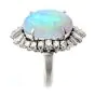 Vintage Platinum GIA Opal Diamond Cocktail Ring