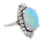 Vintage Platinum GIA Opal Diamond Cocktail Ring