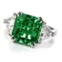 Certified GIA Colombian Emerald Diamond Platinum Three Stone Ring