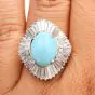 GIA Natural Turquoise Diamond Platinum Large Ballerina Cocktail Ring