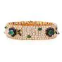  Vintage French wide Diamond Sapphire  Emerald Gold Bracelet