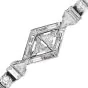 Antique Art Deco Diamond Platinum Geometric Line Link Bracelet 