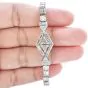 Antique Art Deco Diamond Platinum Geometric Line Link Bracelet 