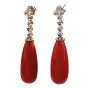 Vintage Diamond Natural Coral 14K Gold Drop Dangle Earrings