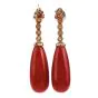 Vintage Diamond Natural Coral 14K Gold Drop Dangle Earrings