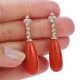 Vintage Diamond Natural Coral 14K Gold Drop Dangle Earrings