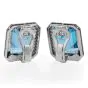 Sabbadini Aquamarine Diamond Platinum Large Emerald Cut Clip Earrings