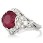 Vintage GIA 4.06 ct Burma Ruby Diamond Platinum Cocktail Ring Dover Jewelry