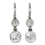 1.22 Carat Old Mine Cut Diamond Platinum & 18K Gold Drop Earrings