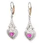 Estate Pink Sapphire Heart Diamond Drop Earrings