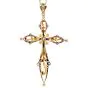 Vintage Diamond Pearl 18K Gold Cross Pendant|Dover Jewelry|